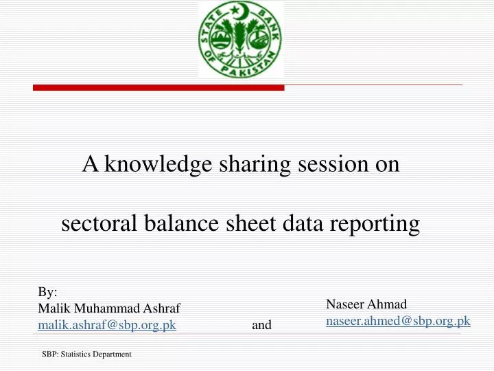 a knowledge sharing session on sectoral balance sheet data reporting