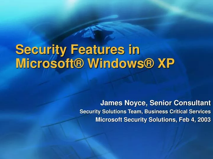 security features in microsoft windows xp
