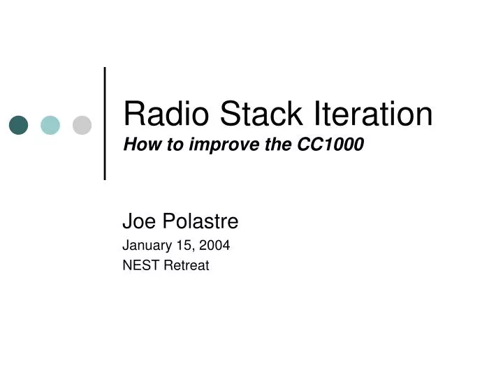 radio stack iteration how to improve the cc1000