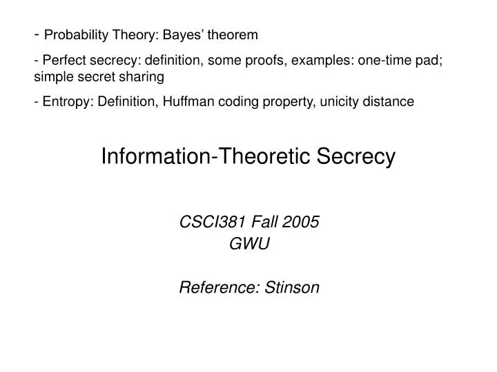 information theoretic secrecy