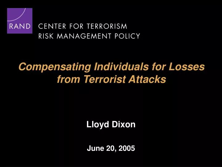 compensating individuals for losses from terrorist attacks