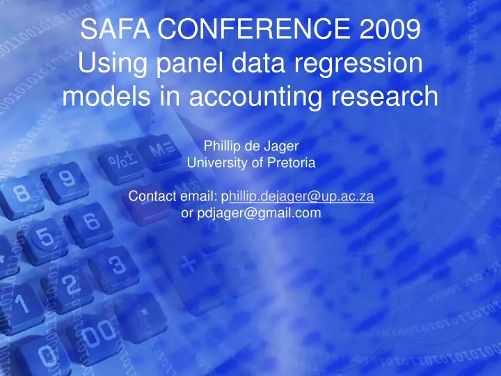 safa conference 2009 using panel data regression models in accounting research