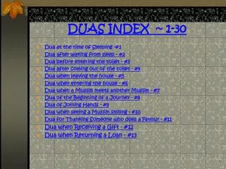 DUAS INDEX ~ 1-30