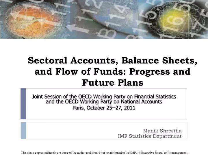 sectoral accounts balance sheets and flow of funds progress and future plans
