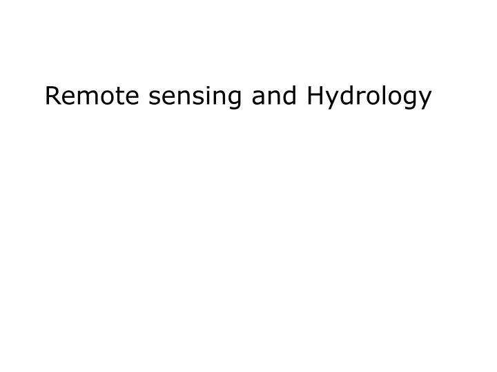 remote sensing and hydrology