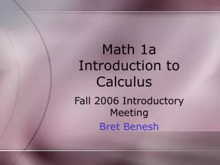 Math 1a Introduction to Calculus