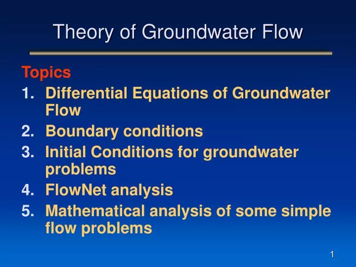 theory of groundwater flow