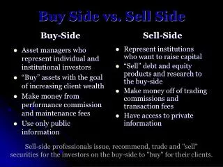 Buy Side vs. Sell Side