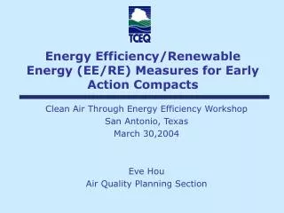 Energy Efficiency/Renewable Energy (EE/RE) Measures for Early Action Compacts