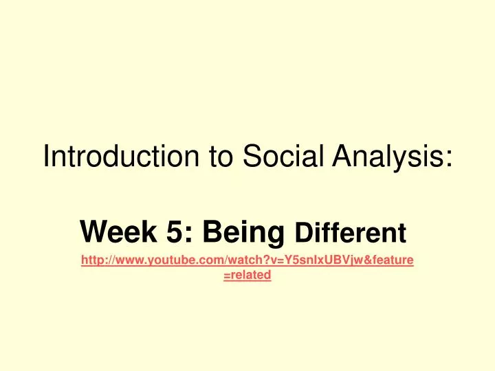 introduction to social analysis
