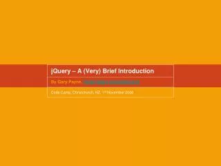 jQuery – A (Very) Brief Introduction