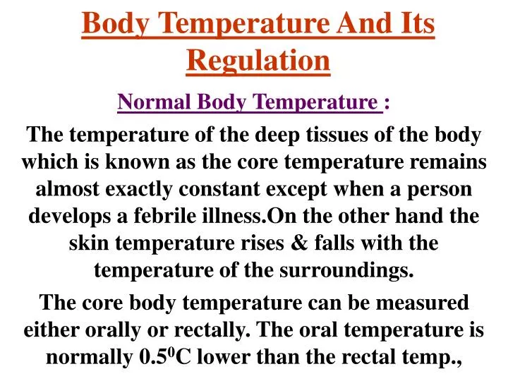 body temperature and its regulation