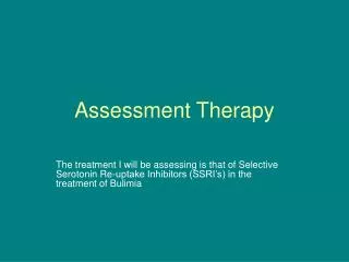 Assessment Therapy