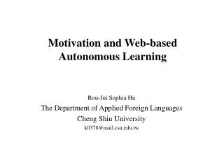 Motivation and Web-based Autonomous Learning