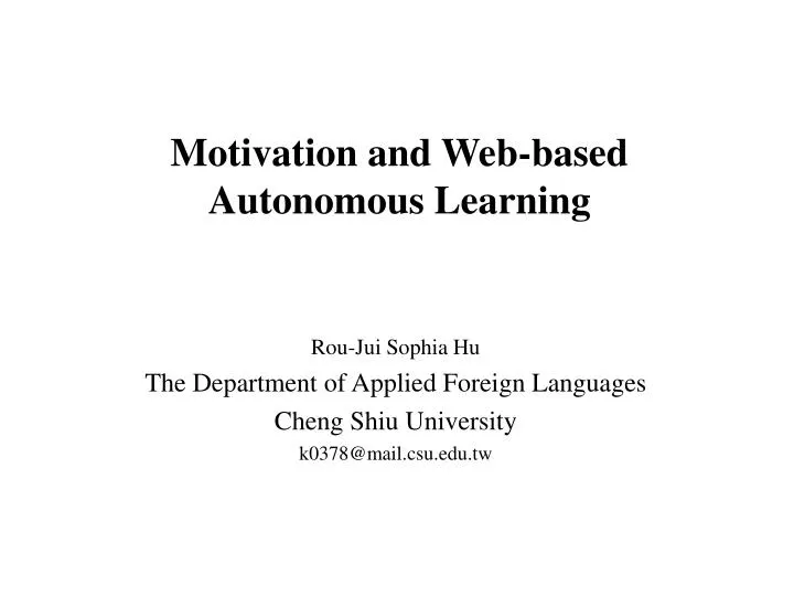 motivation and web based autonomous learning