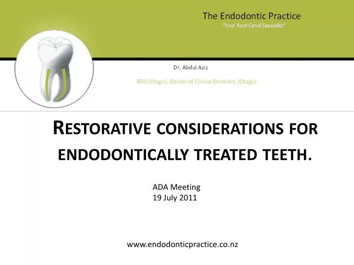 restorative considerations for endodontically treated teeth
