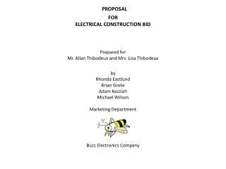PROPOSAL FOR ELECTRICAL CONSTRUCTION BID