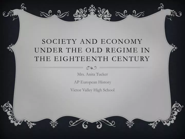 society and economy under the old regime in the eighteenth century