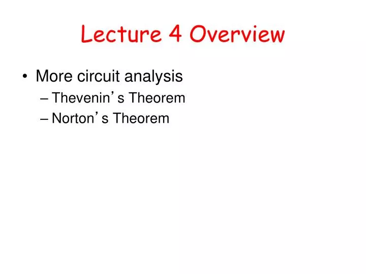 lecture 4 overview