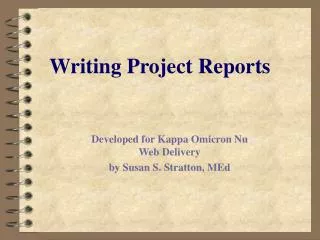 Writing Project Reports