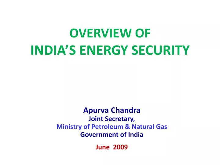overview of india s energy security