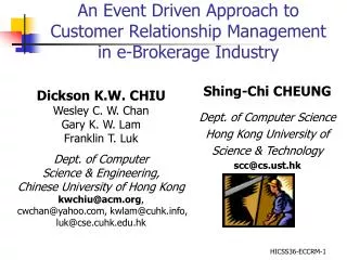 An Event Driven Approach to Customer Relationship Management in e-Brokerage Industry