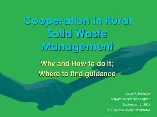 Cooperation in Rural Solid Waste Management