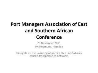 Port Managers Association of East and Southern African Conference