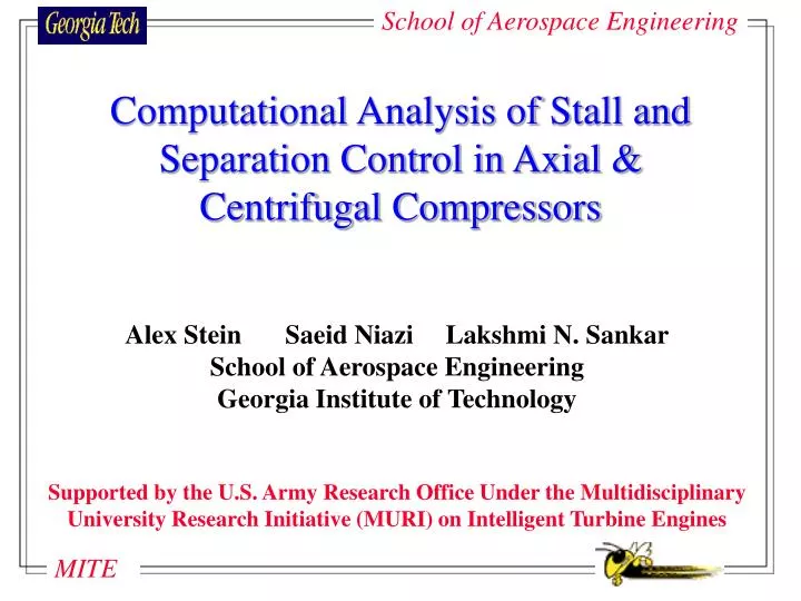 computational analysis of stall and separation control in axial centrifugal compressors