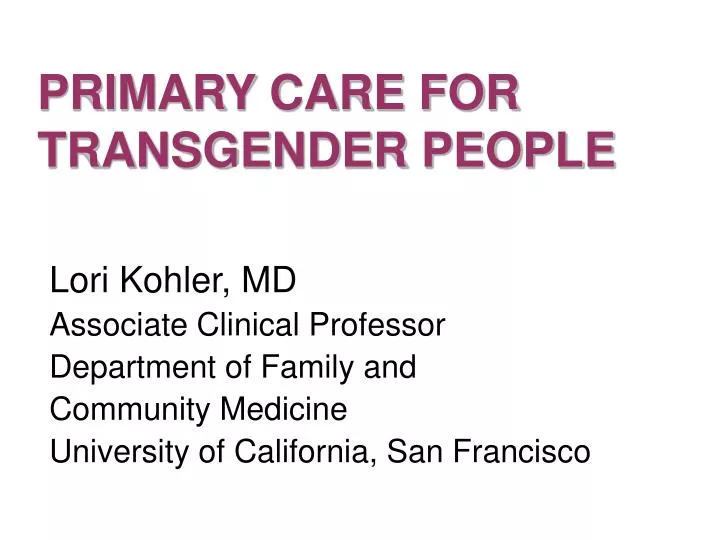 primary care for transgender people