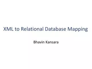 XML to Relational Database Mapping