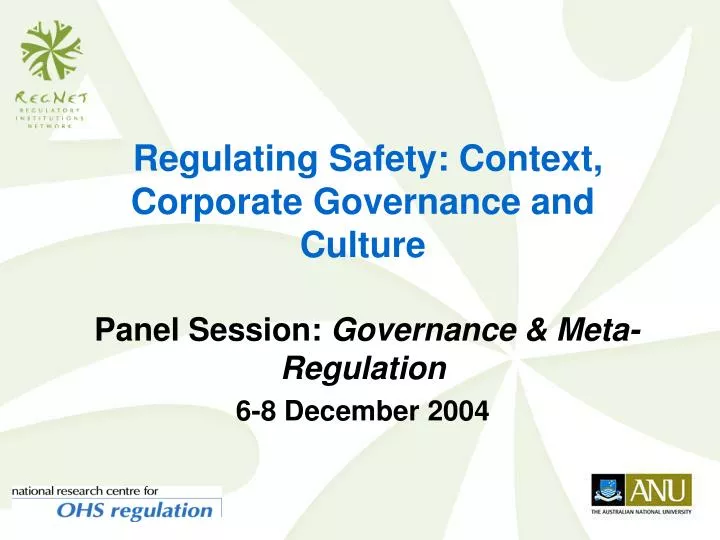 regulating safety context corporate governance and culture