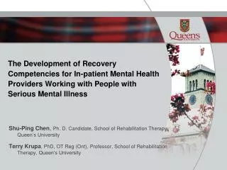 The Development of Recovery Competencies for In-patient Mental Health Providers Working with People with Serious Mental
