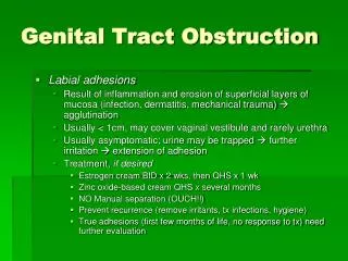 Genital Tract Obstruction