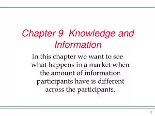 Chapter 9 Knowledge and Information
