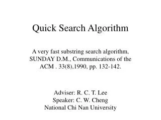 Quick Search Algorithm