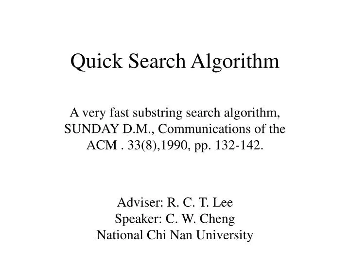 quick search algorithm