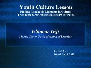 Youth Culture Lesson Finding Teachable Moments in Culture From YouthWorker Journal and YouthWorker.com