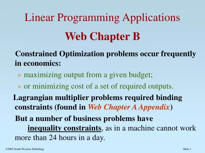 linear programming applications web chapter b