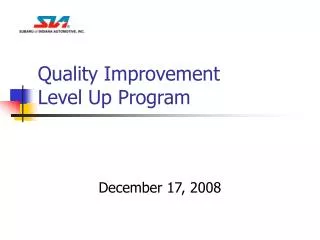 Quality Improvement Level Up Program