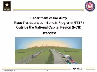 Department of the Army Mass Transportation Benefit Program (MTBP) Outside the National Capital Region (NCR) Overview