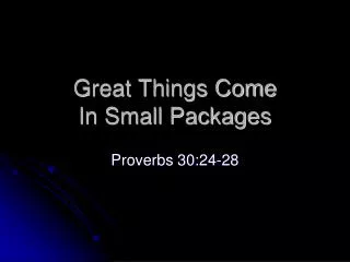 Great Things Come In Small Packages