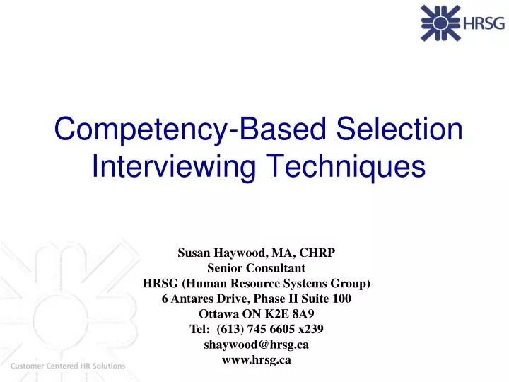 competency based selection interviewing techniques
