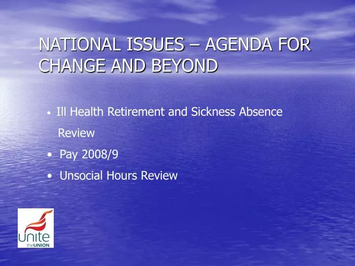 national issues agenda for change and beyond