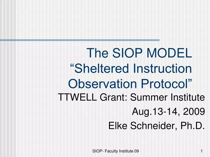 the siop model sheltered instruction observation protocol