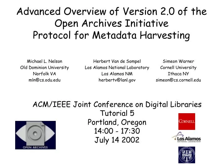 advanced overview of version 2 0 of the open archives initiative protocol for metadata harvesting