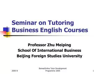 Seminar on Tutoring Business English Courses