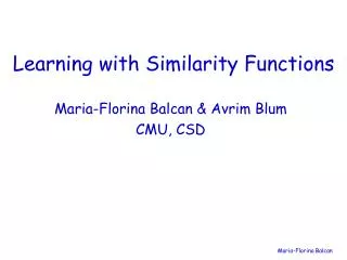 Learning with Similarity Functions