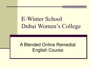 E-Winter School Dubai Women’s College