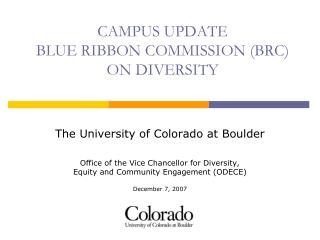 CAMPUS UPDATE BLUE RIBBON COMMISSION (BRC) ON DIVERSITY